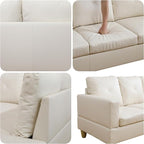 Sectional Couches for Living Room with Movable Chaise & Storage Ottoman - 97.5" Leather L Shaped Couches for Living Room Apartment, 4 Seat Home Furniture Modular Sectional Sofas, White