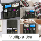 Joywell Remote Control Caddy for Chair Arm Couch Armrest Organizer Non Slip Sofa Armchair Caddie with 6 Pocket Storage for Magazine, Tablet, Phone, iPad, Dark Grey