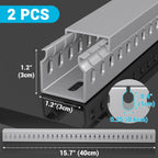 Open Slot Wire Duct Kit, 31.4"(2 x 15.7) Server Rack Cable Management, Cable Management Raceway for Hide Network HDMI VGA Cable, Wiring Raceway Cable Duct, Desk Wire Channel, 2 Pack, Grey