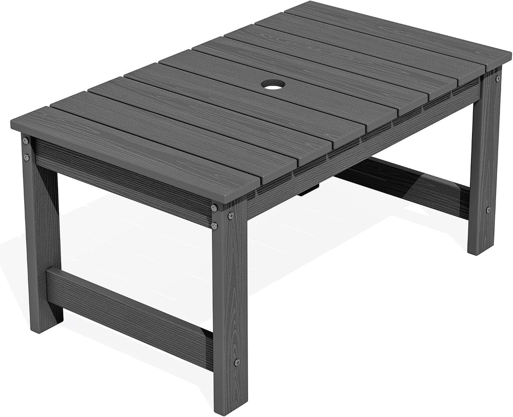 SERWALL Outdoor Coffee Table with 1.69" Umbrella Hole, HDPE Patio Coffee...