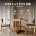 Acanva 47" Small Round Dining Table for 4 Person, MDF Top and Sturdy Wood Base Structure, Modern Design for Kitchen, Compact Space & Apartment, Natural Oak