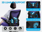 Ergonomic Office Chair - X-Shaped Computer Desk Chair Comfy, Gaming Chair, Office Chair with Lumbar Support, Mesh Office Chairs, Desk Chair for Long Hours(Black Purple)