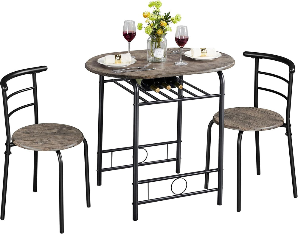 Yaheetech 3 Piece Dining Table Set for 2 Small Table and Chairs Drift Brown |...
