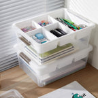 17 QT Plastic Storage Box with Removable Tray Craft Organizers and Storage Clear Storage Container for Organizing Bead, Tool, Sewing, Playdoh (White, 1Pack-17QT)