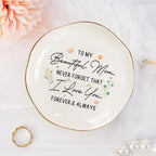 Beautiful Mom Forever Always Ceramic Ring Dish | Mother's Day • Mom • Floral Keepsake • Jewelry Organizer • Elegant Bedroom Decor