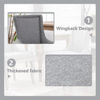 Modern Dining Chairs Set of 6, High Back Dining Chairs Side Chairs with Solid Wood Legs, Upholstered Fabric Dining Room Chairs for Dining Room Kitchen, Grey
