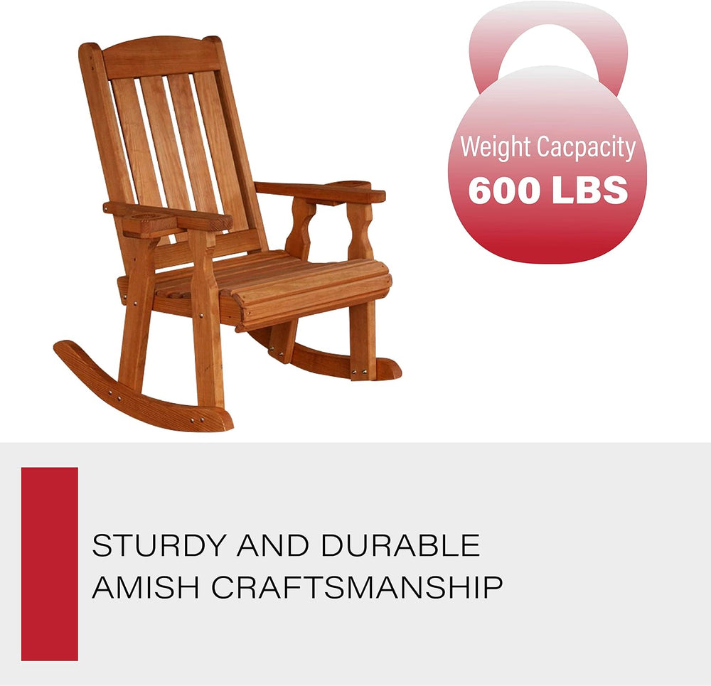 Amish Casual Heavy Duty 600 Lb Mission Pressure Treated Rocking Chair with Cu...
