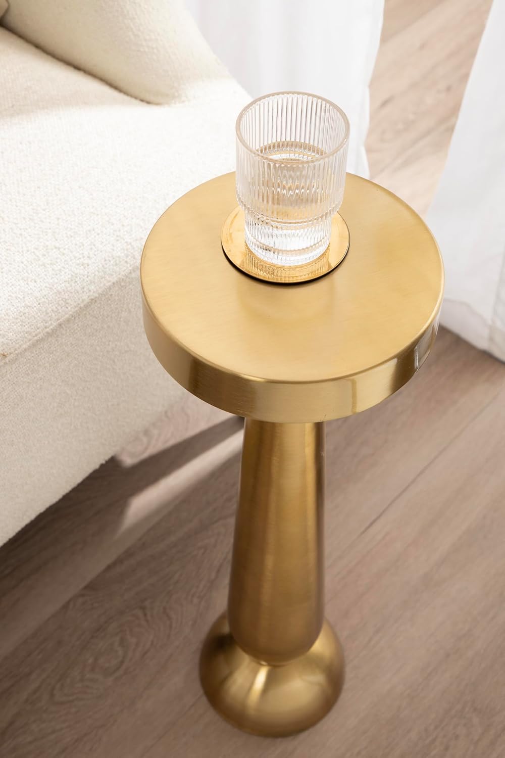 Kate and Laurel Saxena Modern Round Metal Drink Table, 8 x 8 x 24, Gold, Meta...