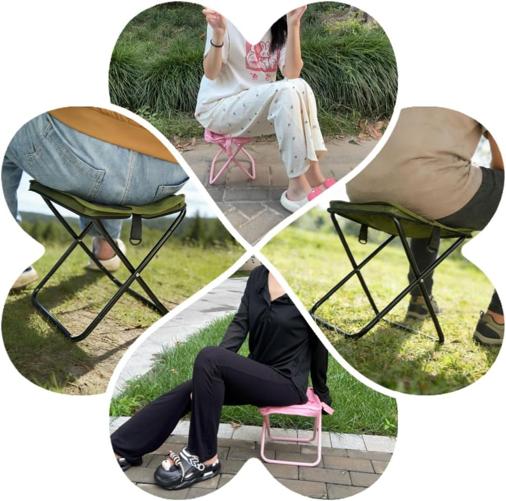Portable Foldable Camping Stool Chair - Ultralight Travel Stool with Storage ...