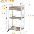 3-Tier Ladder Shelf with Drawer, Bathroom Floor Storage Shelf, Freestanding Tower Shelf Ladder Bookshelf for Living Room,Bedroom -White