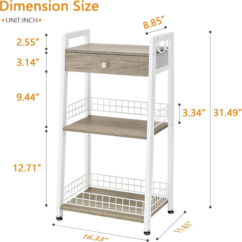 3-Tier Ladder Shelf, Bathroom Stand Organizer Shelf with Holder, Adjustable, Lightweight, Durable, Portable, User-Friendly, Compact, Storage, Drawer