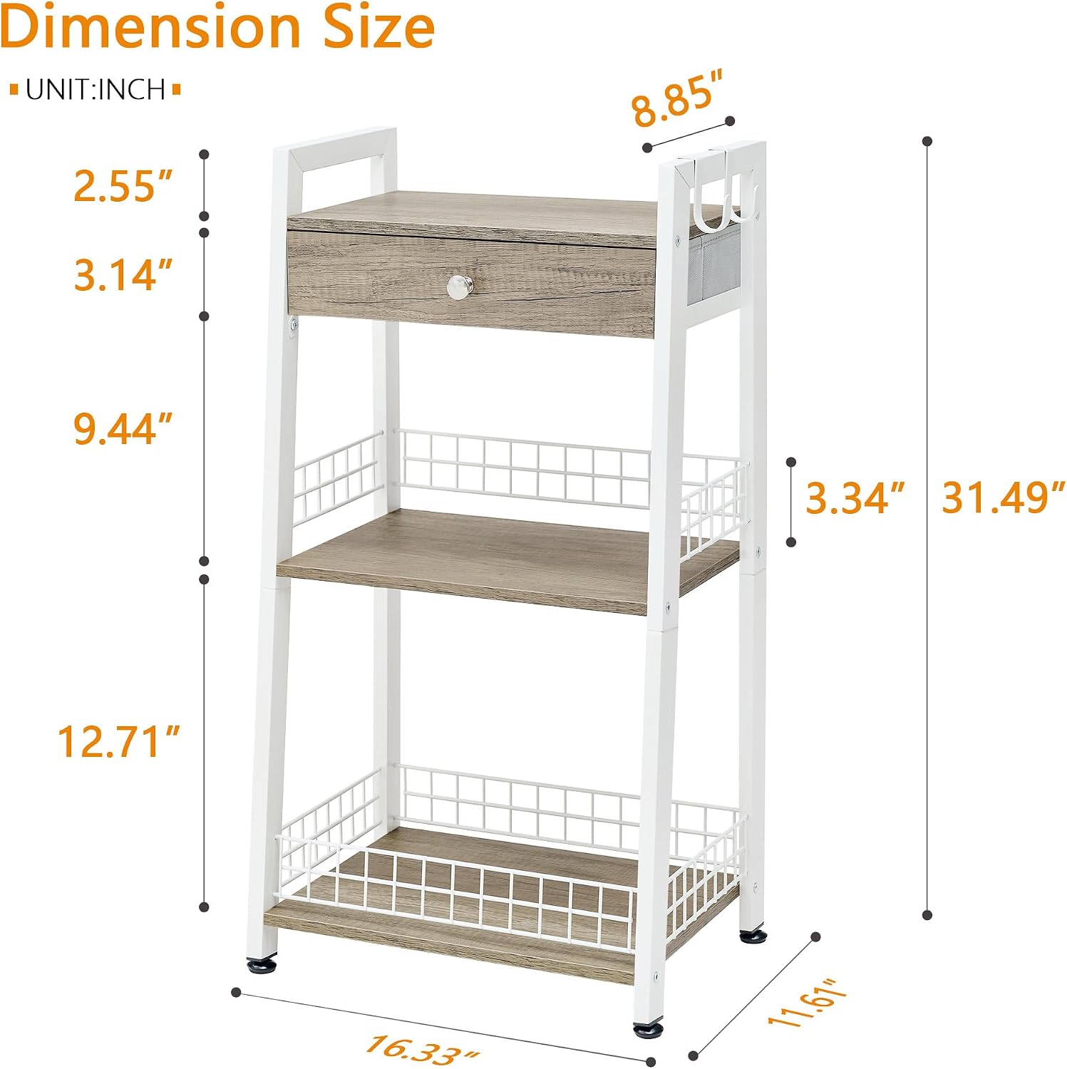 3-Tier Ladder Shelf, Bathroom Stand Organizer Shelf with Holder, Adjustable, Lightweight, Durable, Portable, User-Friendly, Compact, Storage, Drawer