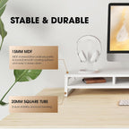 Fenge Dual Monitor Stand for Desk, 42.5in Large Monitor Riser for 2 Monitors, 2 Tier Computer Office Desk Top Shelf, Desktop Storage Stand for Laptop, PC, Computer, Printer