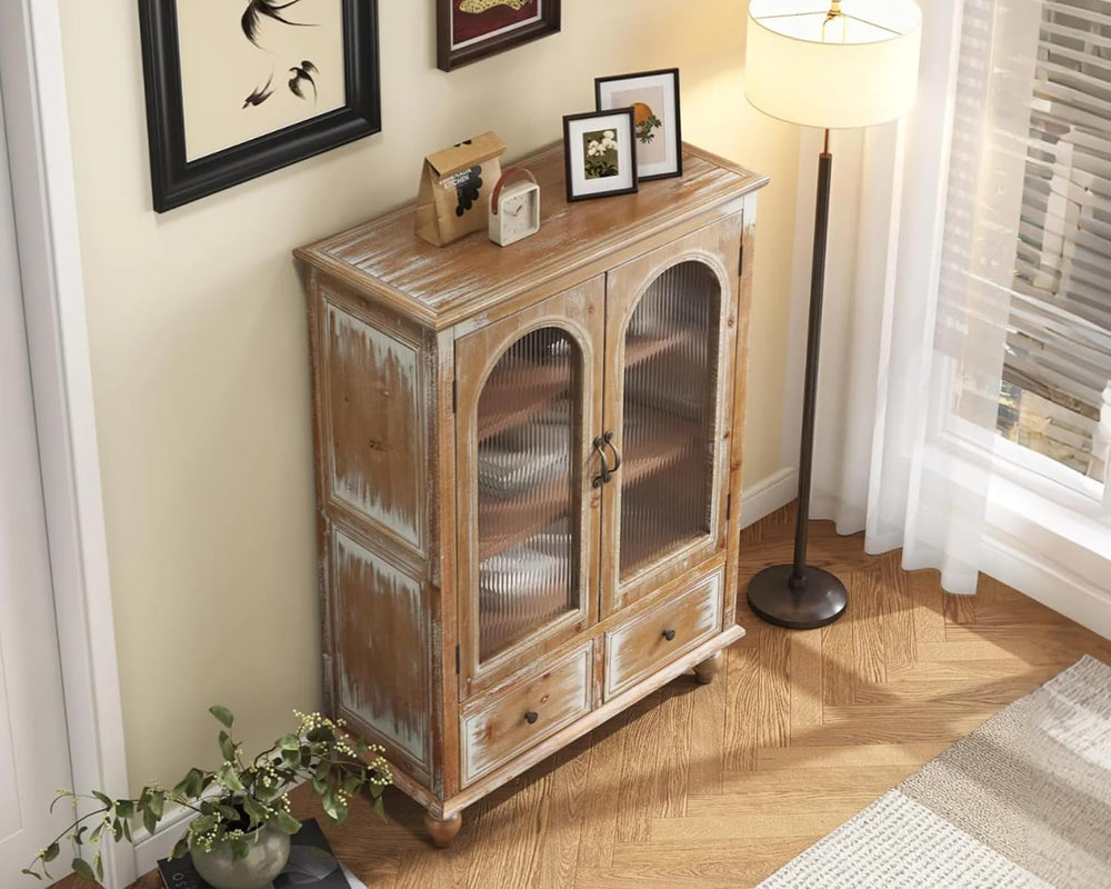 LKTART Solid Wood Storage Cabinet, Kitchen Sideboard Buffet Pantry Cabinet wi...