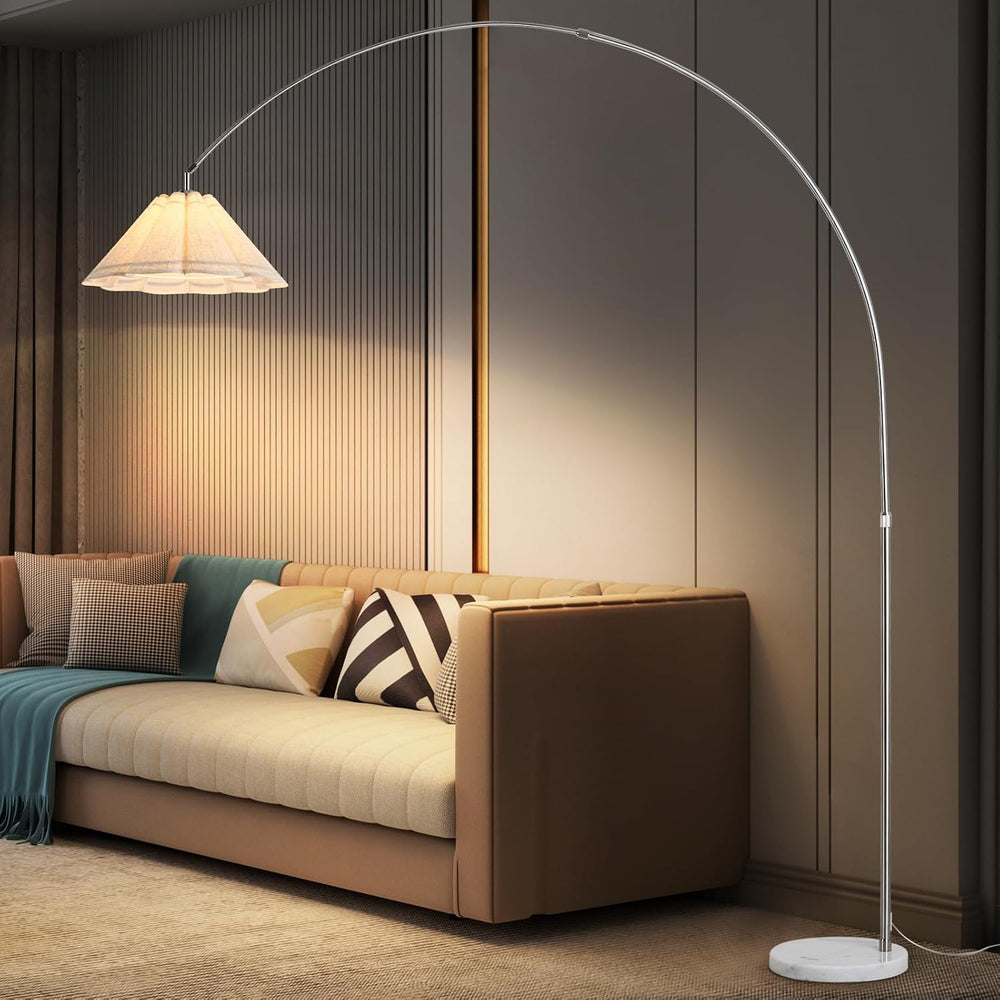 Large Arc Floor Lamp with Natural Marble Base - 81" Tall Adjustable Arch...
