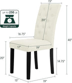 CHUN YI Dining Chairs Set of 6, Button Tufted Upholstered Fabric Dining Room Chairs with Solid Wood Legs, Modern Parsons Chair Side Chair for Kitchen/Restaurant/Hotel, Ivory White
