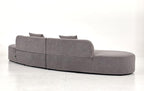 Container Furniture Direct 132" Curved Sofa with Throw Pillows, 6 Seater Luxury Velvet Couch with Half Moon Design and High-Density Foam, Ideal for Modern Living Room, Office & Apartment, Grey