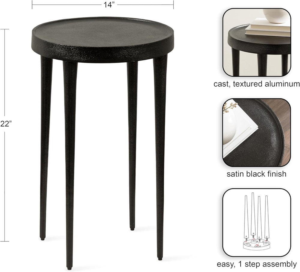 Kate and Laurel Rava Modern Metal Round Side Table, 14 x 14 x 22, Black, Cast...