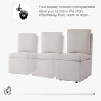 Upholstered Dining Chairs with Casters, Modern Dining Room Chairs Set of 2 with Hidden Storage & 4 Wheels, Single Sofa Chair for Kitchen, Reading Room, Waiting Room, Linen