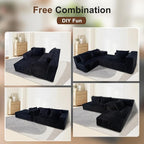 103" Cloud Sectional Sofa, Boneless L-Shape Couch with Chaise, Modern Minimalist Modular Couch for Living Room, Free Combination, Deep Seat, No Assembly Required, Premium Corduroy, Black, L