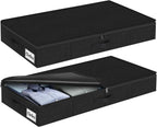 Under Bed Storage Container Bins 2 Pack, 5 Inch Thin Low Profile Underbed Clothes Storage Organizer for Dorm & Home, Use for Blanket and Toy Storage Box W/ Sturdy Bottom/Sides, Foldable Thick Fabric