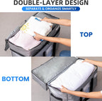TAILI 2 Tier Extra Large Moving Bags, 4 Pack Silver Heavy Duty Totes for Storage with Visible Window, Wrap Around Handles, Storage Bags for Space Saving, Alternative to Moving Boxes