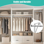 Closet Rod, 16 to 75 Inch Closet Rods Heavy Duty Adjustable Clothes Rods for Hanging Clothes and Heavy Duty Clothes Rod Bracket Closet Rod Support (The Shelf NOT Included) (Silver)