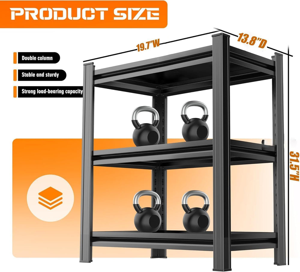 3-Tier Small Bookcase & Office Side Table, Black Industrial Bookshelf, Ad...