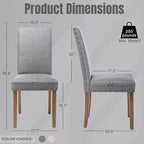 Upholstered Dining Chair Modern Stylish Parsons Kitchen Diner High Back with Bronze Nailhead Trim & Wood Legs, Set of 2, Grey