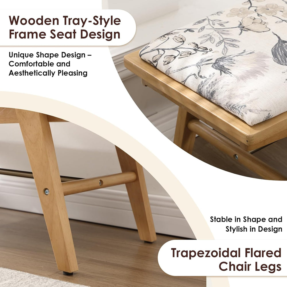 chairus Modern Shoe Bench Linen Fabric Upholstered Padded Seat Wooden Entrywa...