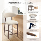 COLAMY Counter Height Bar Stools Set of 2, Kitchen Bar Stools with Back, Mid Century Modern Upholstered, with Wood Legs for Kitchen Island Dining Room, Beige