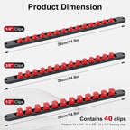 FivePears 3PCS 360° Socket Organizer Twist Lock,3/8 1/4 1/2 Socket Storage Rails, Premium Quality Socket Holders for Tool Box ，Tool Carts，Contains up to 40 Clips (Blue, Red and Black)