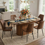 55"-71" Extendable Dining Table Set for 8, Oval Dining Room Table Set for 8, Modern Wood Kitchen Table Upholstered Chairs Set of 8, Ideal for Dining Room,Office, Space-Saving