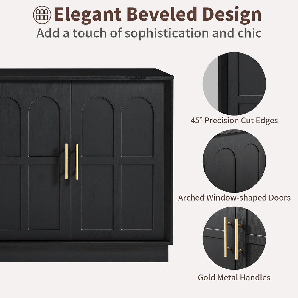 66.5" Sideboard Buffet Cabinet with Storage, Modern Credenza with Arched...