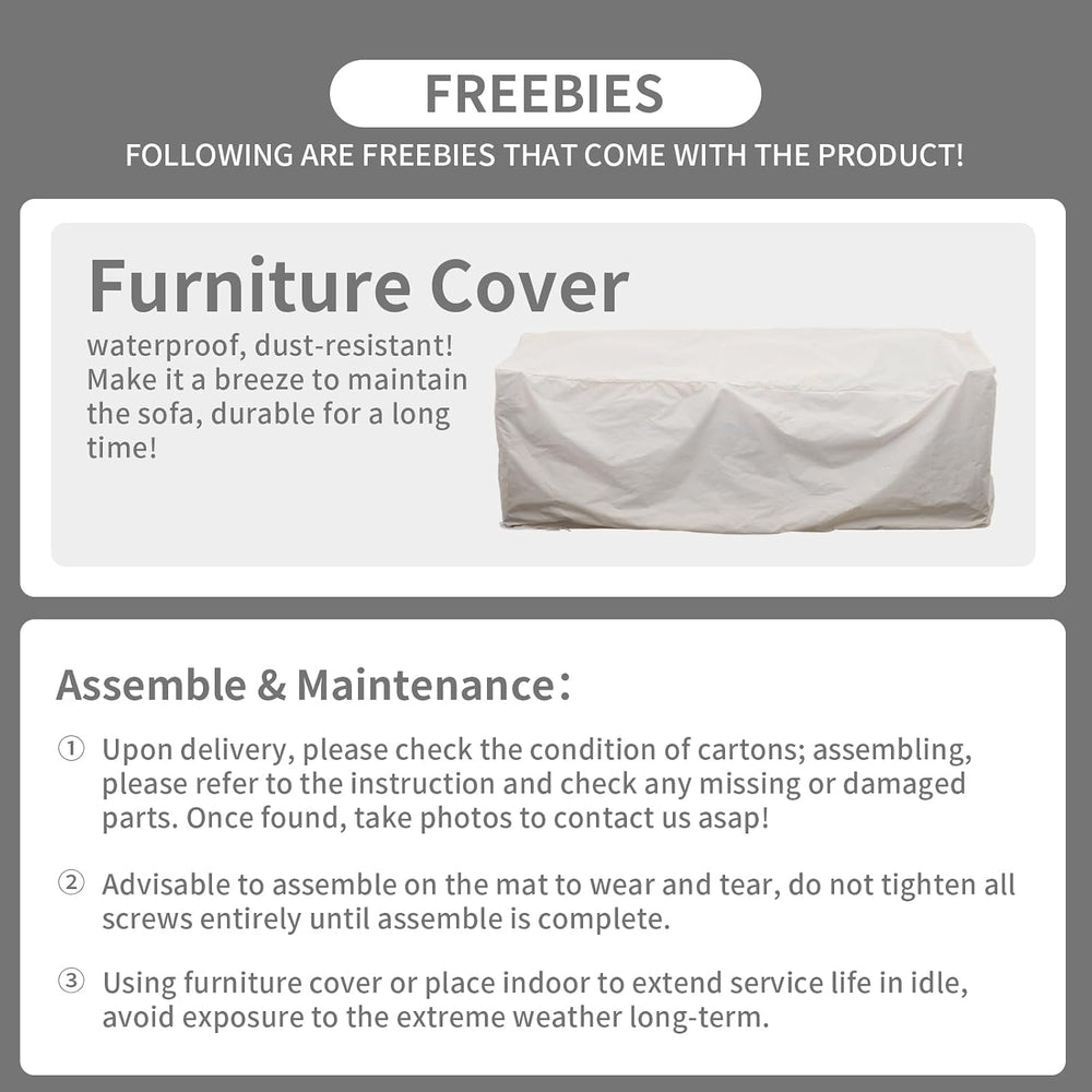 Rattaner 3-Seat Patio Wicker Sofa, Outdoor Rattan Couch Furniture Steel Frame...