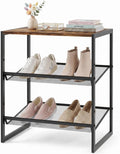 Shoe Rack for Entryway，3 Tier Shoe Storage Organizer，Sturdy Shoe Shelf,Boot Rack with a Fine Mesh Shelves，for Living Room, Hallway，Small Space,11.8 x 16.5 x 19.7 Inches,Brown