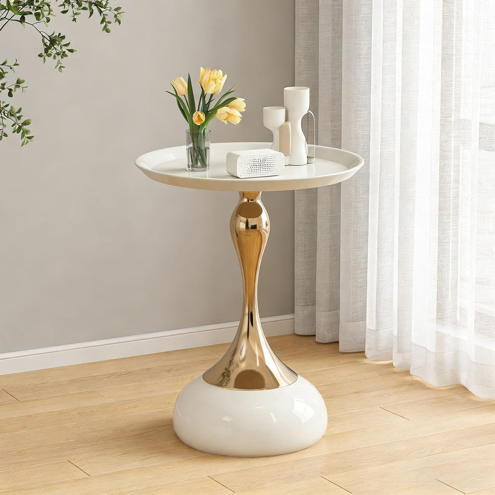 Elegant Modern Side Table Unique Hourglass Design Ideal for Living Rooms, Caf...