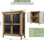 Outdoor Storage Cabinet, Wood & Metal Small Storage Shed with Weather-Resistant Asphalt Roof, Double Lockable Doors & Removable Shelves for Porch, Patio, Garden, Backyard, 32" x 13" x 40"