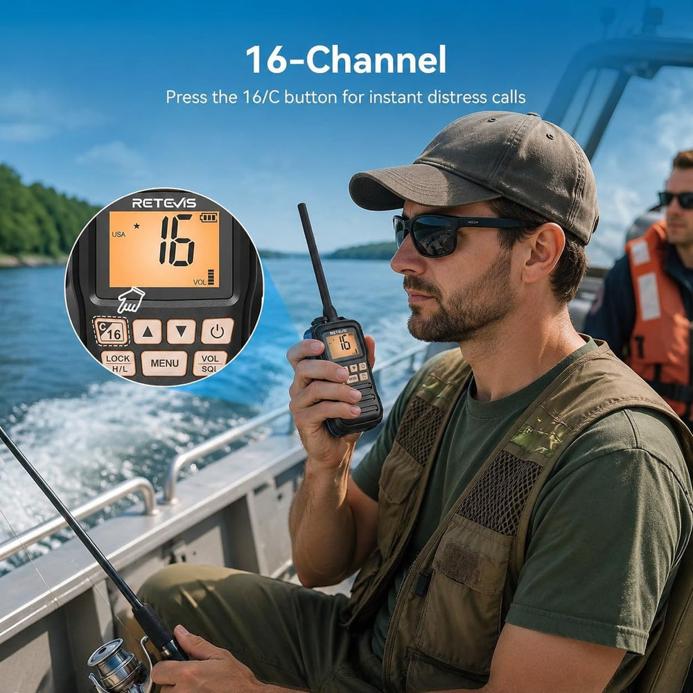 Retevis RM01P 3.5W Marine Radio VHF IP67 Floating, USB-C for Fishing(1Pack)