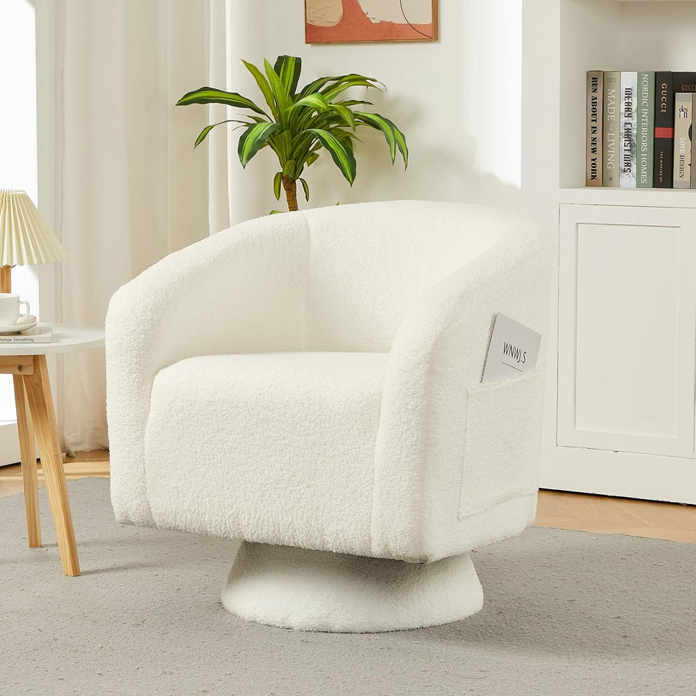 Garvee Swivel Accent Chair with Engineered Wood Base Swivel Barrel Chair | 36...