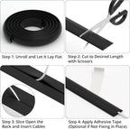 ZhiYo 5.6ft Cord Covers for Wires on Floor, Cord Hider Floor Hide Extension Cords, Soft PVC Cable Cover Cable Protector, Wire Cavity W0.62in H0.31in, Gray