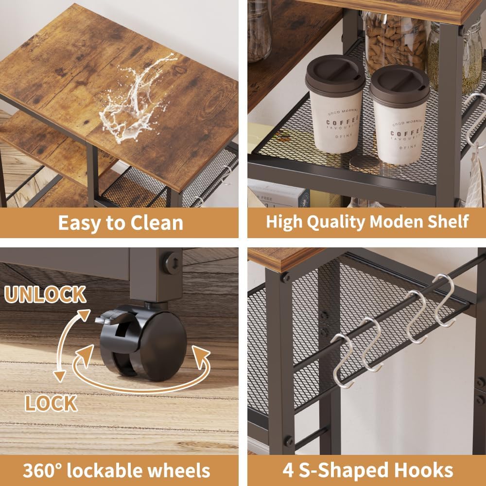 ZIWEI STAR Kitchen Microwave Cart, Microwave Stand, Small Kitchen cart, Baker...