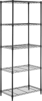5-Tier Metal Shelf, 250 lb/Shelf, NSF, Black, 14x24x59 in | NSF certified for food-safe pantry, kitchen and commercial prep areas