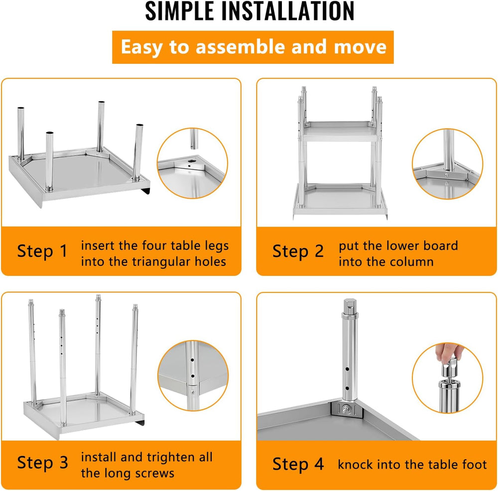 24x24x30 Inch Equipment Grill Stand Table Stainless Steel NSF Certified 400 L...