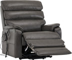 DYNOX 400 lbs Big and Tall Seniors Extended Footrest Power Lift Recliner Chair, Dual Motor, Extra-Wide Seat, Lay Flat, Heat & Massage, USB-C, Faux Leather Grey, 9298L