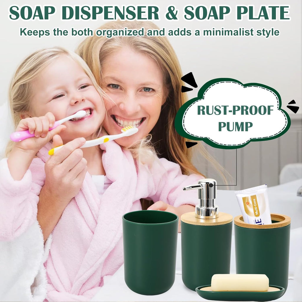 iMucci Bathroom Accessories Bathroom Sets with Shower Curtain, Bath Towel Set, Trash Can, Toilet Brush, Soap Dispenser, Bathroom Accessories Set Complete