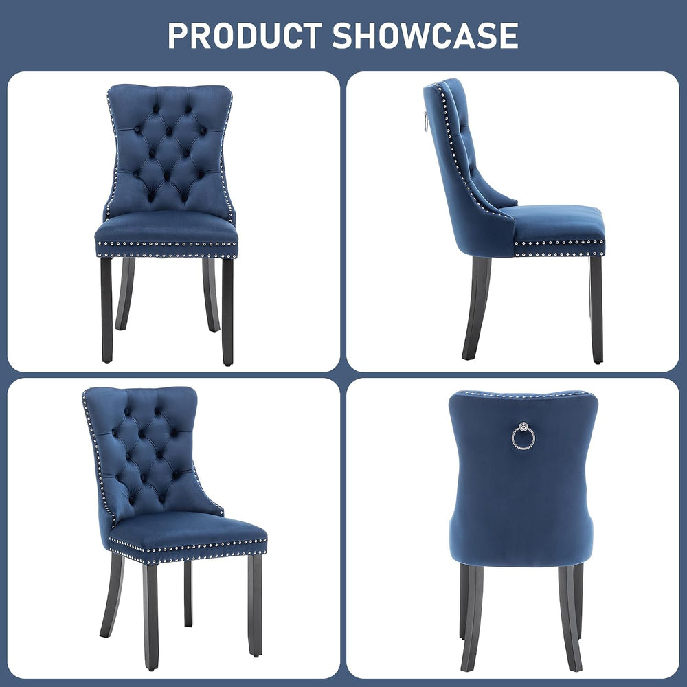 Mid Century Modern Dining Chair Set of 4 Velvet Upholstered Dining Accent Cha...