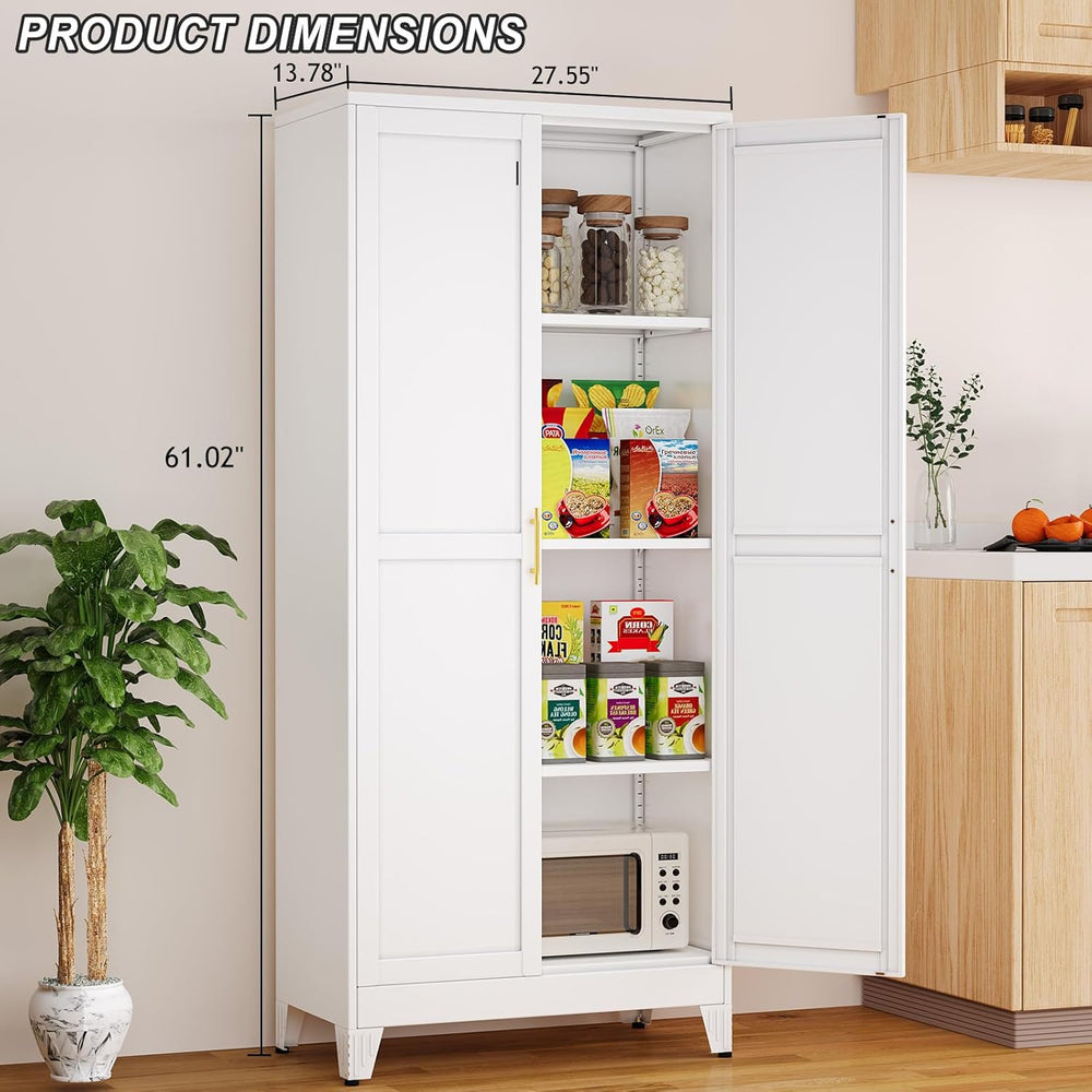 Winiowa Metal Pantry Cabinet with 2 Doors and Adjustable Shelves - 61" K...