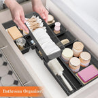 25 PCS Plastic Drawer Organizer Set, 4-Size Versatile Organizer Trays & storage Bins for Makeup, Jewelry, and Gadgets in Bathroom, Bedroom and Office,Clear Black
