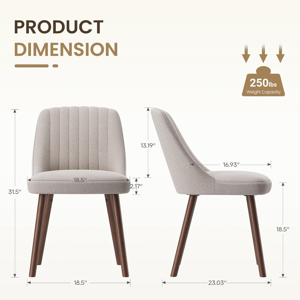 MALOL Upholstered Dining Chairs Set of 2, Modern Fabric Kitchen Chairs with B...